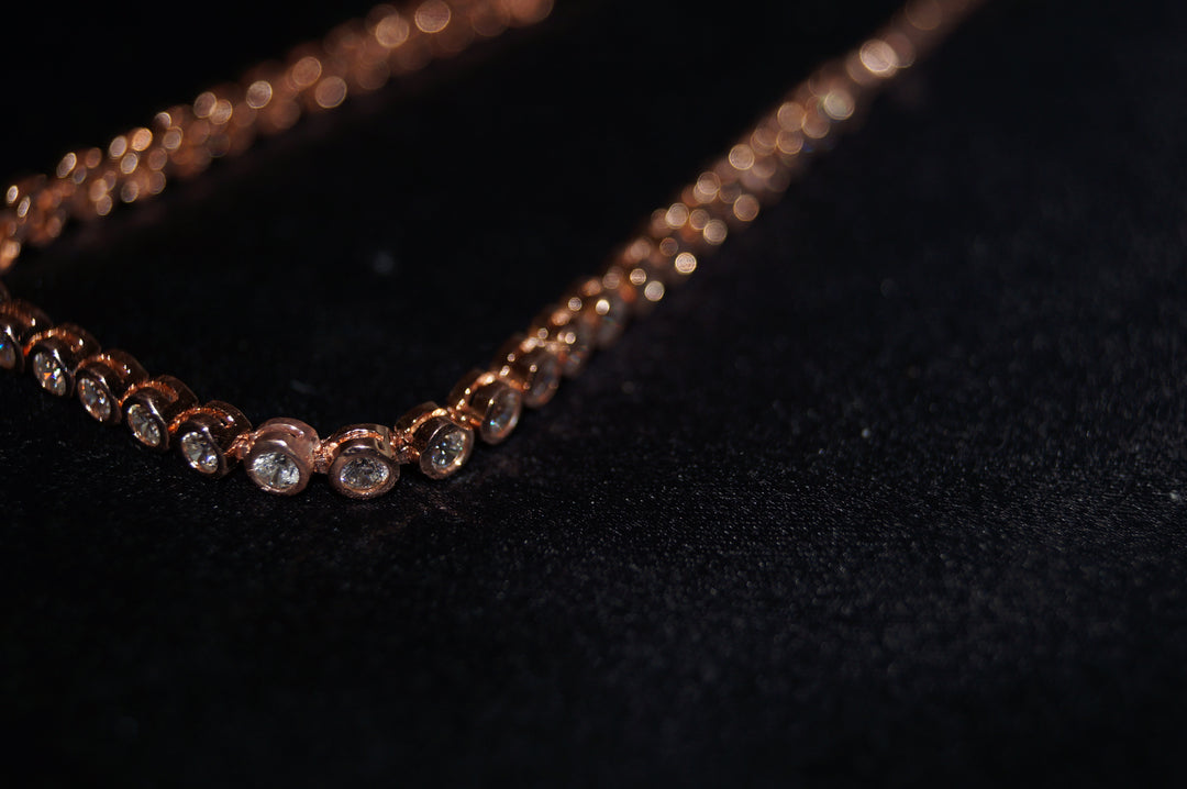 Aurora Rosé – Justerbart Armband i 925 Silver med Roséguldplätering och Klara Stenar – 10g