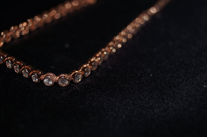 Aurora Rosé – Justerbart Armband i 925 Silver med Roséguldplätering och Klara Stenar – 10g