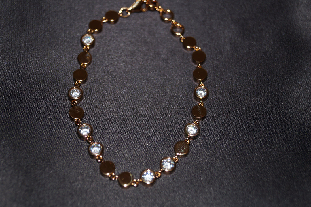 Rose Gold Elegance – Exklusivt Roséguldspläterat 925 Silverarmband med Glittrande Stenar – 8,46g