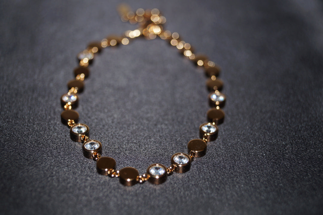 Rose Gold Elegance – Exklusivt Roséguldspläterat 925 Silverarmband med Glittrande Stenar – 8,46g