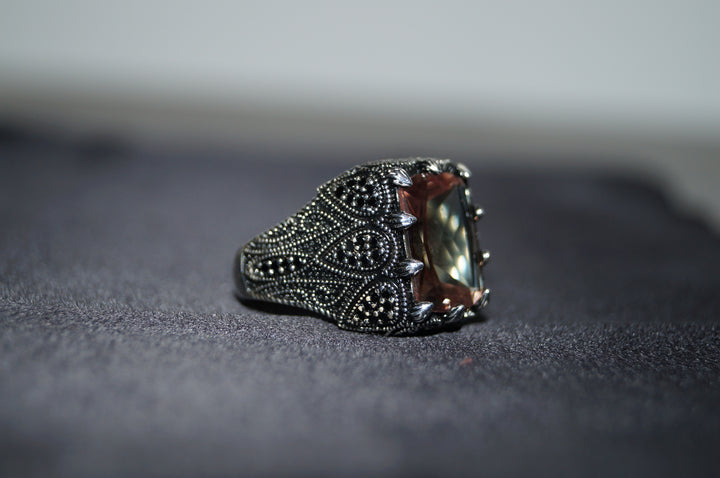 Mystique Glow – 925 Silverring med Färgskiftande Kristall, Storlek 11 & 12