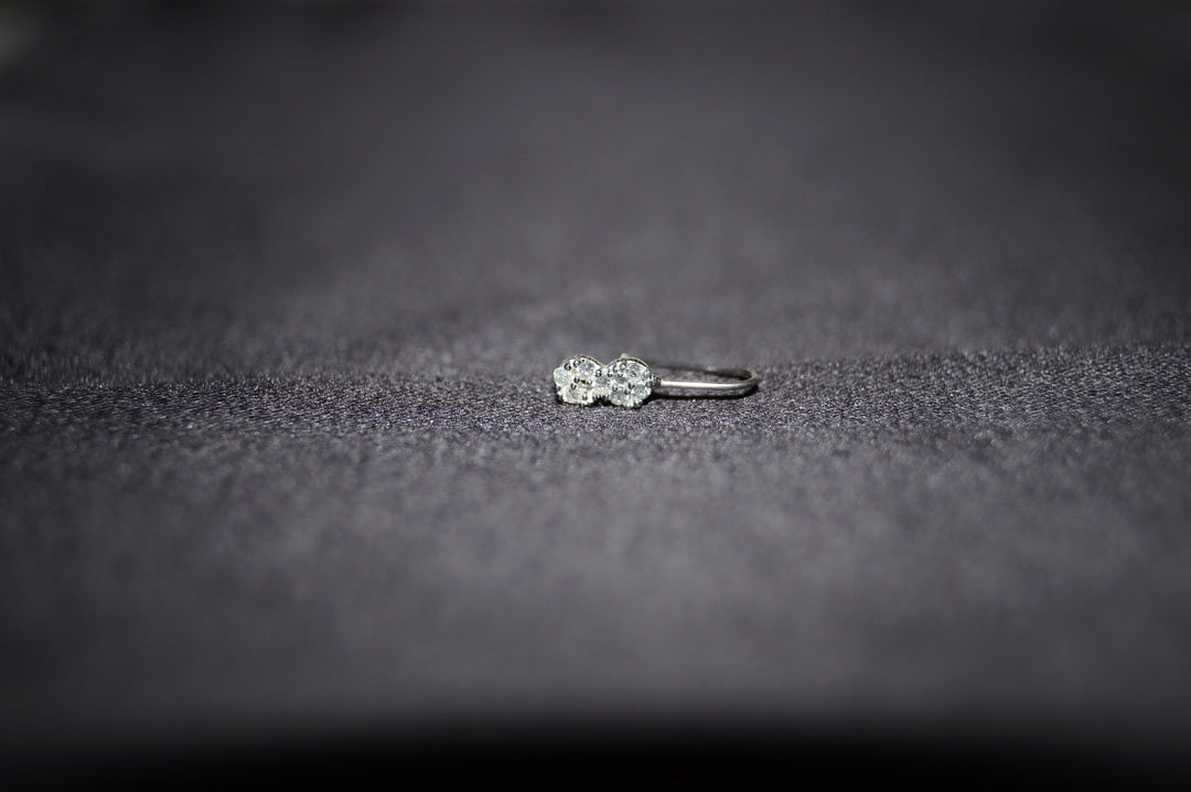 Twinkle Twin Silver Nose Ring - Elegant Näspiercing i 925 Silver med Två Klara Stenar