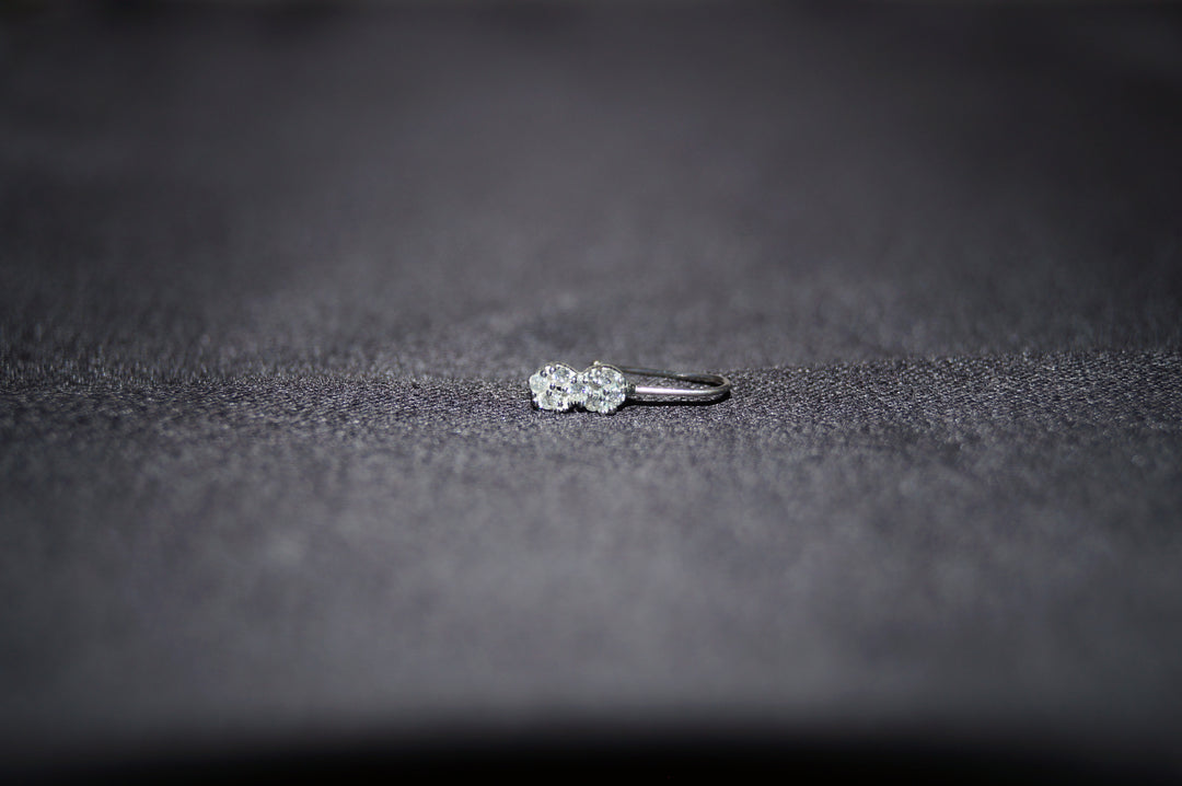 Twinkle Twin Silver Nose Ring - Elegant Näspiercing i 925 Silver med Två Klara Stenar