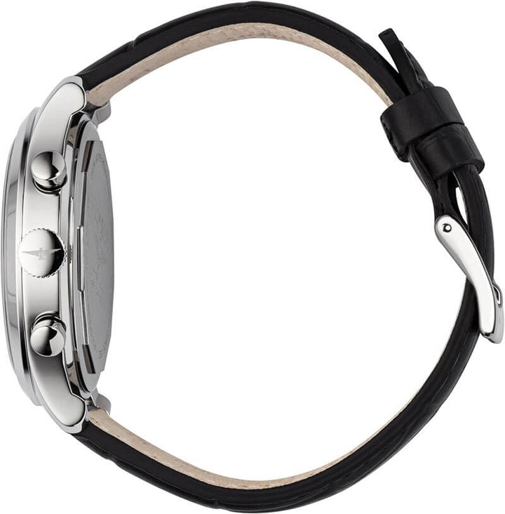 elysee black leather 18015 heritage 2 staiinless steel quartz