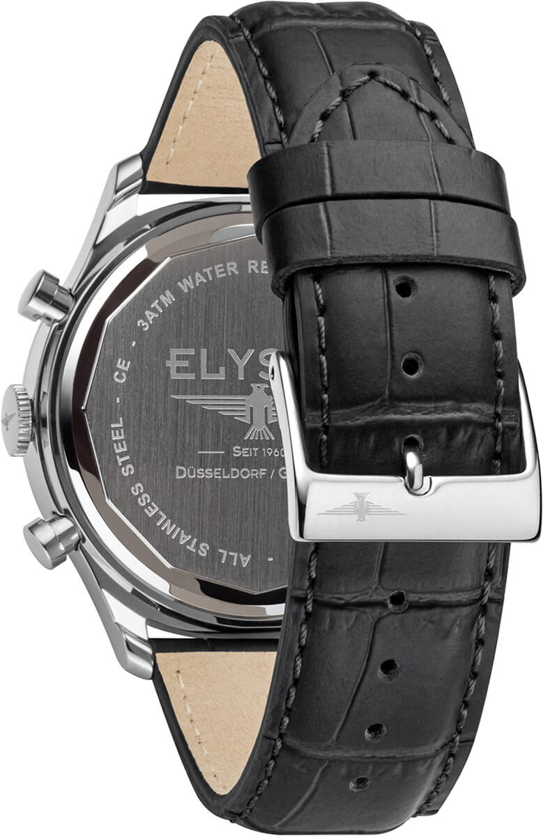 elysee black leather 18015 heritage 2 staiinless steel quartz