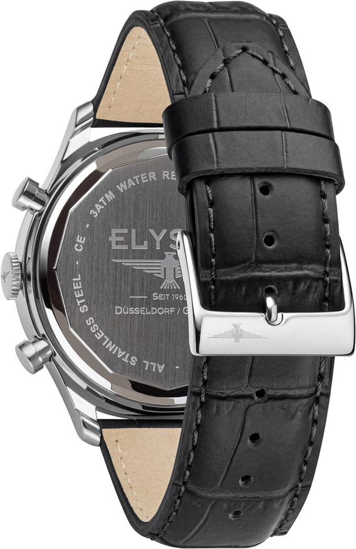elysee black leather 18015 heritage 2 staiinless steel quartz