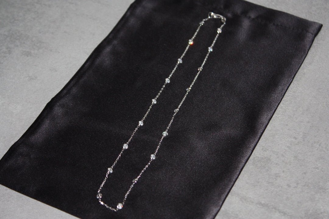 Elegant Silverhalsband med Infattade Stenar – 40 cm | Äkta 925 Silver