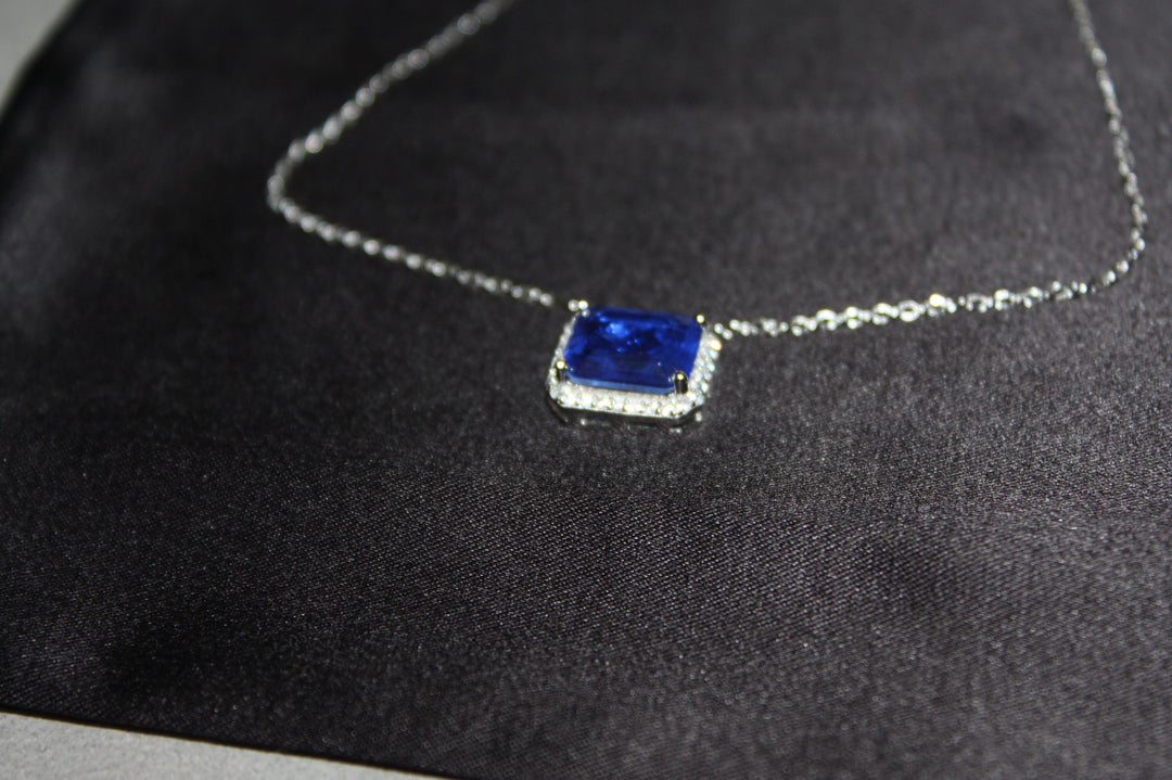 Silverhalsband med Naturlig Blå Sten – Äkta 925 Silver | 3,24 g