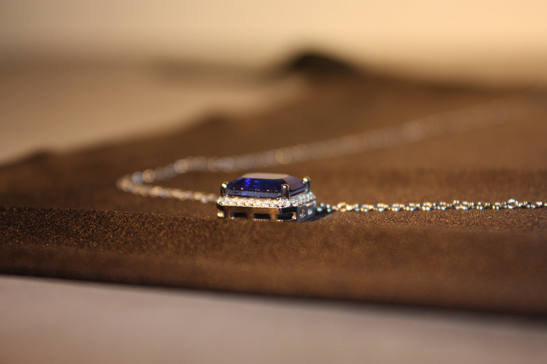 Silverhalsband med Naturlig Blå Sten – Äkta 925 Silver | 3,24 g