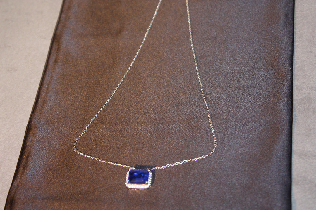 Silverhalsband med Naturlig Blå Sten – Äkta 925 Silver | 3,24 g