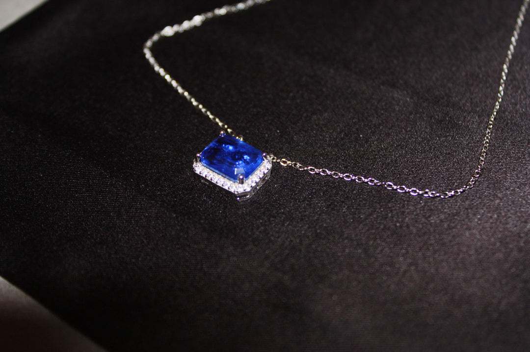 Silverhalsband med Naturlig Blå Sten – Äkta 925 Silver | 3,24 g