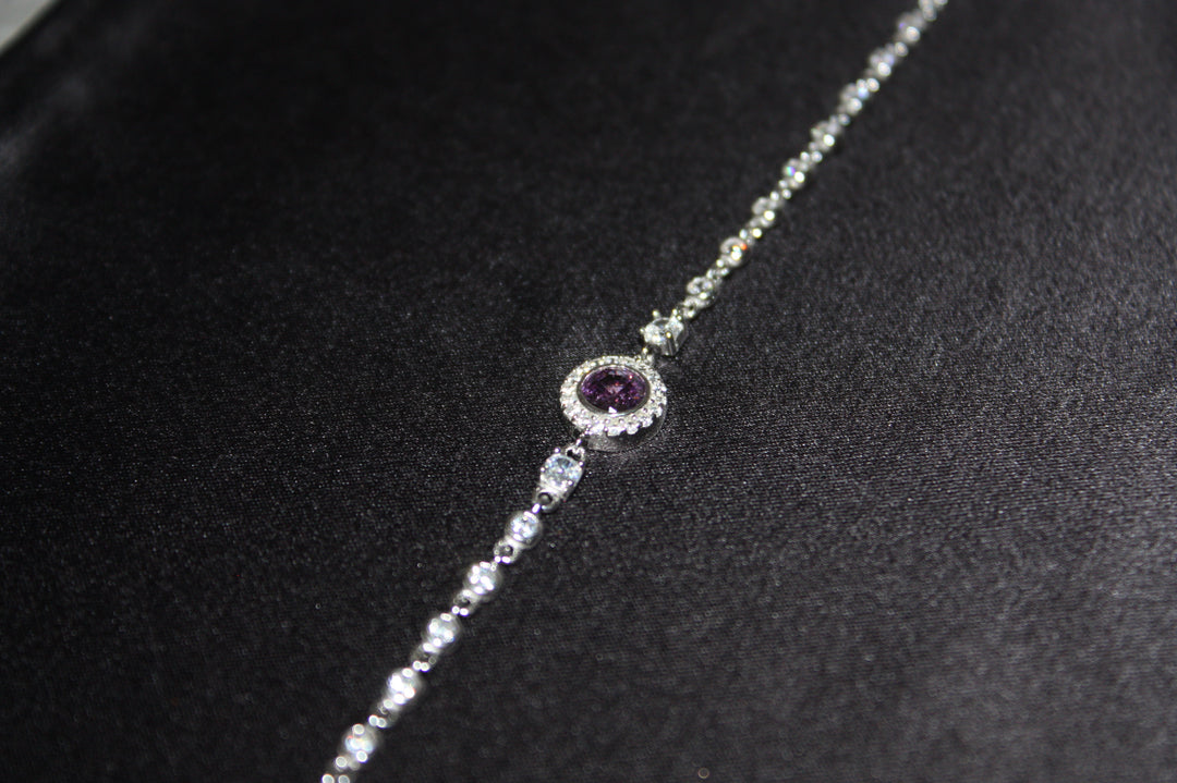 Amethyst Glow – Armband i silver med naturlig lila sten - 3,60g