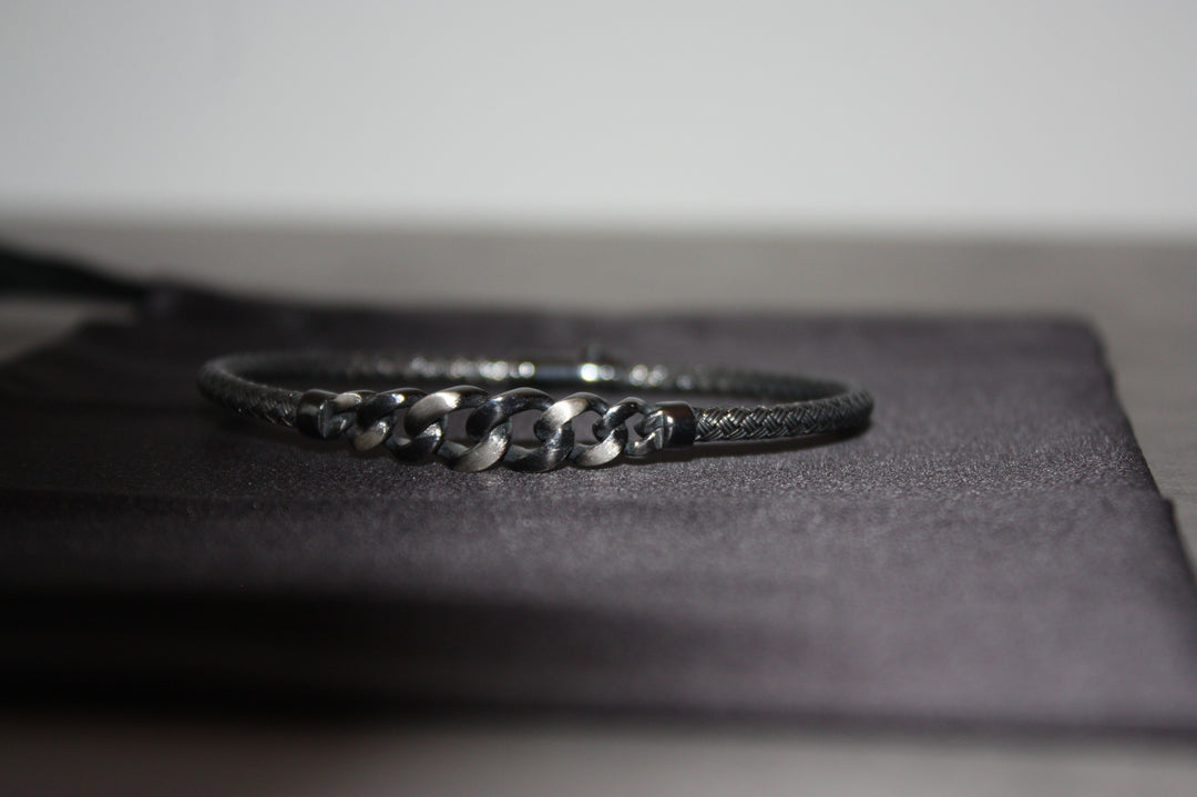 Silver Edge – Flätat Armband i Oxiderat 925 Silver - Vikt: 10,50g