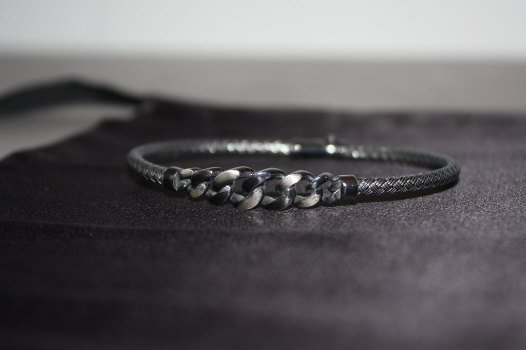 Silver Edge – Flätat Armband i Oxiderat 925 Silver - Vikt: 10,50g