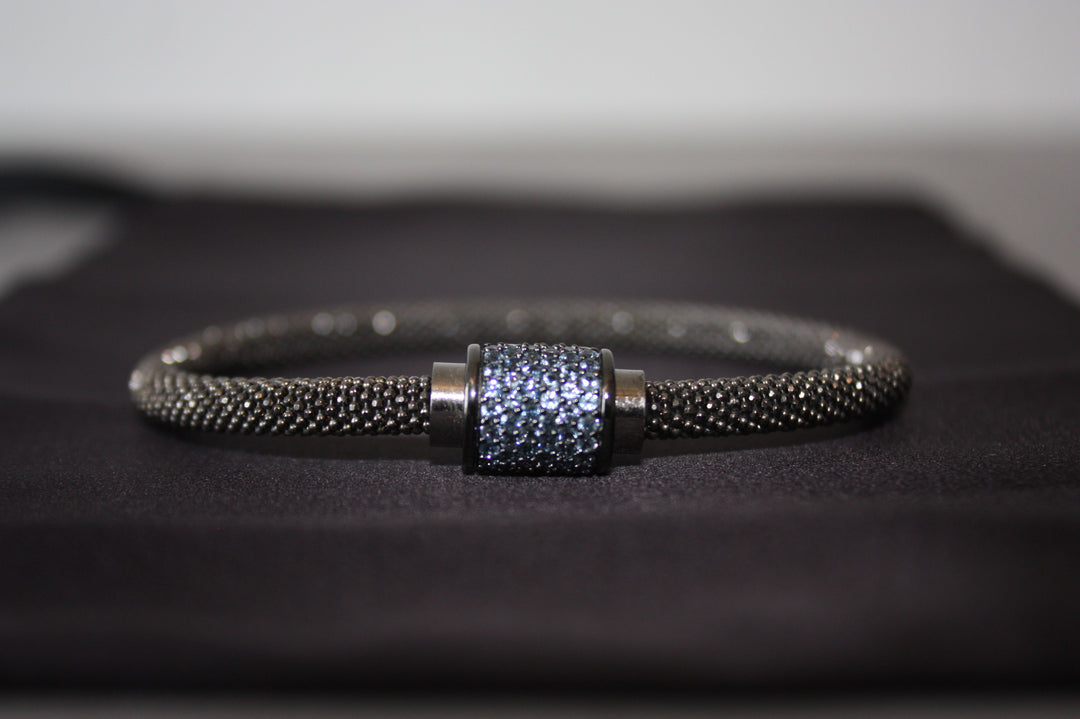 Midnight Ice - Lyxigt 925 Silverarmband med Blå Kristaller – 16g