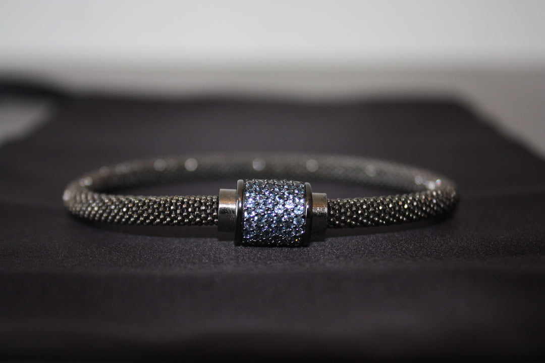 Midnight Ice - Lyxigt 925 Silverarmband med Blå Kristaller – 16g