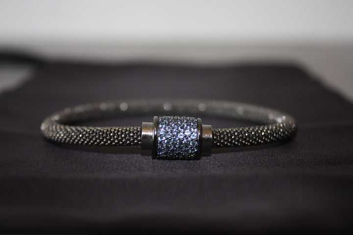 Midnight Ice - Lyxigt 925 Silverarmband med Blå Kristaller – 16g