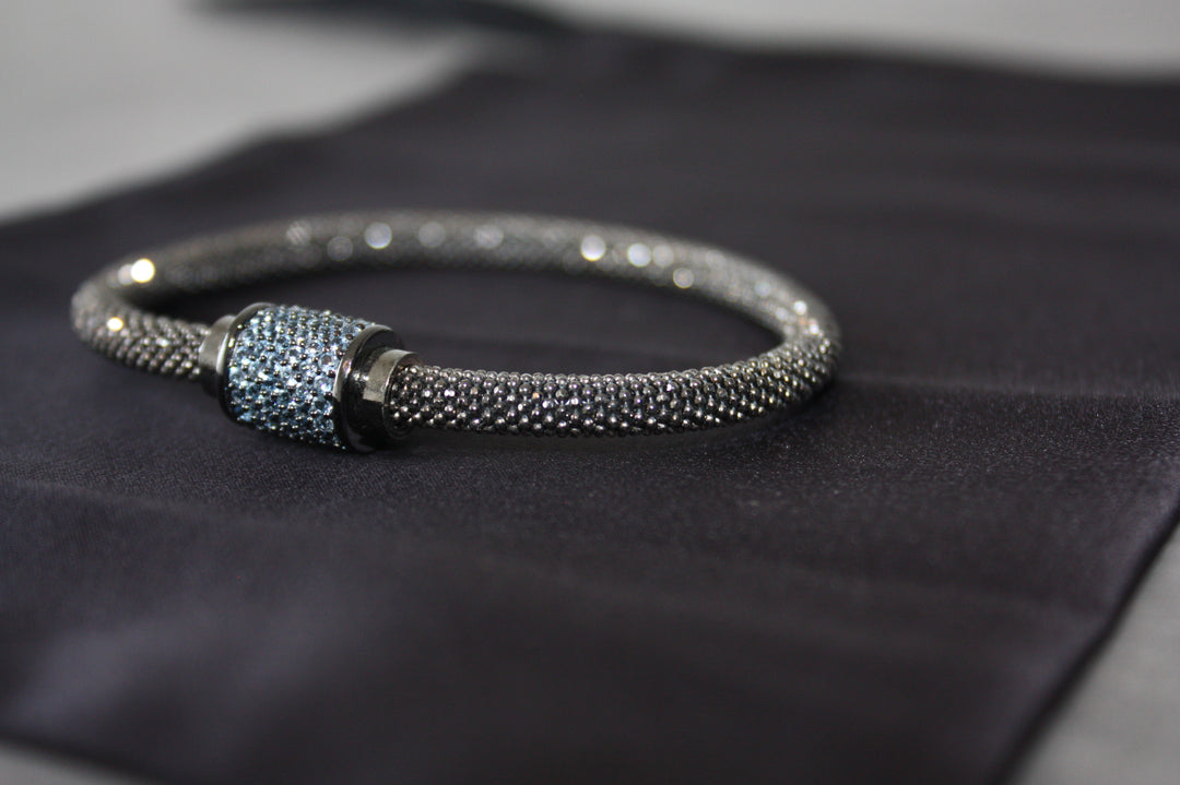 Midnight Ice - Lyxigt 925 Silverarmband med Blå Kristaller – 16g