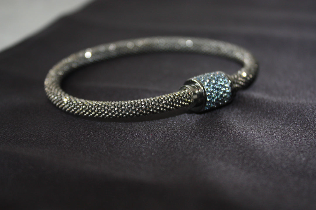 Midnight Ice - Lyxigt 925 Silverarmband med Blå Kristaller – 16g