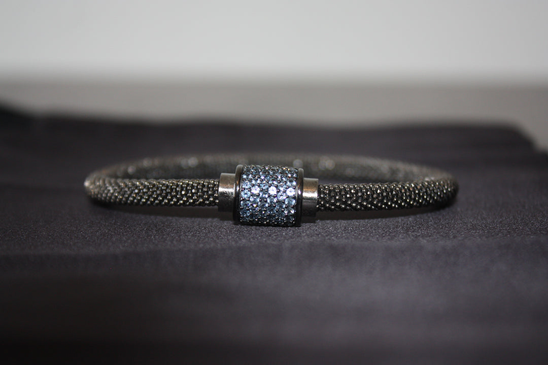 Midnight Ice - Lyxigt 925 Silverarmband med Blå Kristaller – 16g