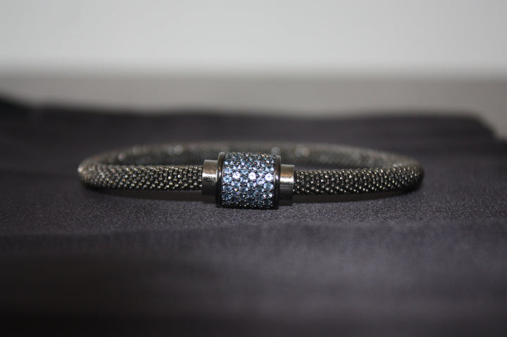 Midnight Ice - Lyxigt 925 Silverarmband med Blå Kristaller – 16g