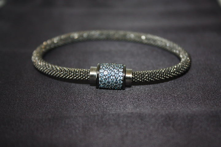 Midnight Ice - Lyxigt 925 Silverarmband med Blå Kristaller – 16g