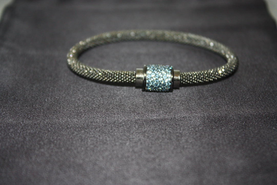 Midnight Ice - Lyxigt 925 Silverarmband med Blå Kristaller – 16g