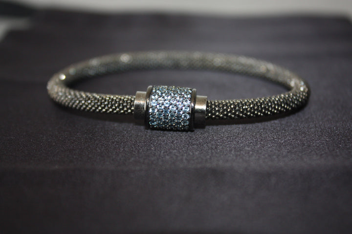 Midnight Ice - Lyxigt 925 Silverarmband med Blå Kristaller – 16g