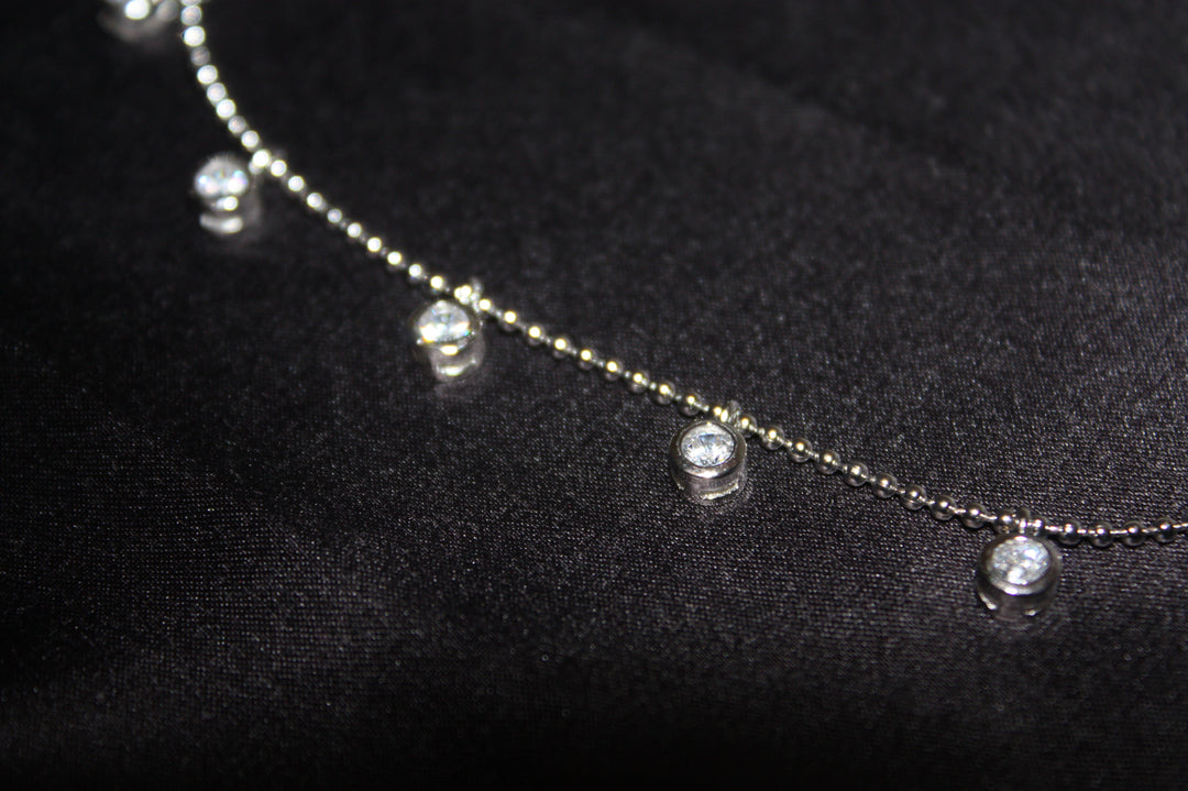 Celeste Sparkling Necklace - Elegant 925 Silverhalsband med Klara Stenar – 5,10g