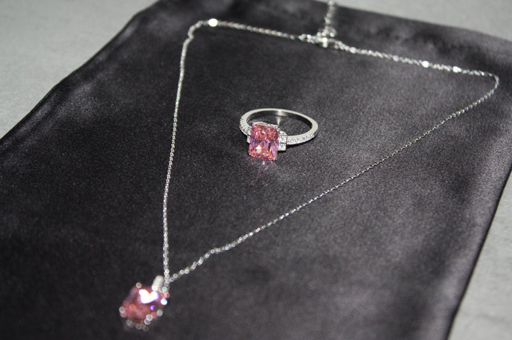 Roséljus™ Färgskiftande Ring & Halsband i 925 Silver – Magiskt Set