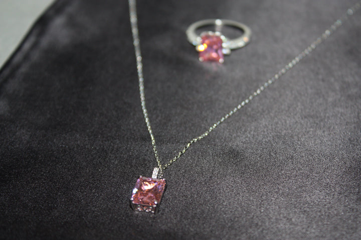 Roséljus™ Färgskiftande Ring & Halsband i 925 Silver – Magiskt Set