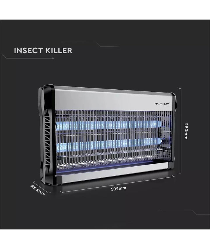 V-Tac insektslampa 2x15W, inomhus, UV-ljus, täcker 100m2