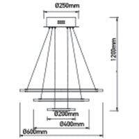 V-TAC 70W Soft Light Chandelier Slim 3 Step Dimmable Warm White